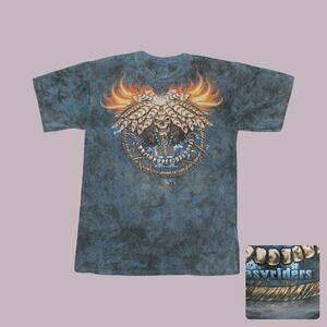 Vintage Y2K Easyriders Native Skull Mineral Wash Biker Graphic Tee Large